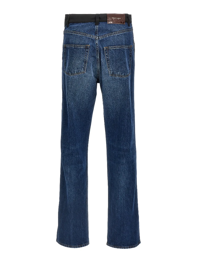 Blue Cotton Straight-Leg Jeans
