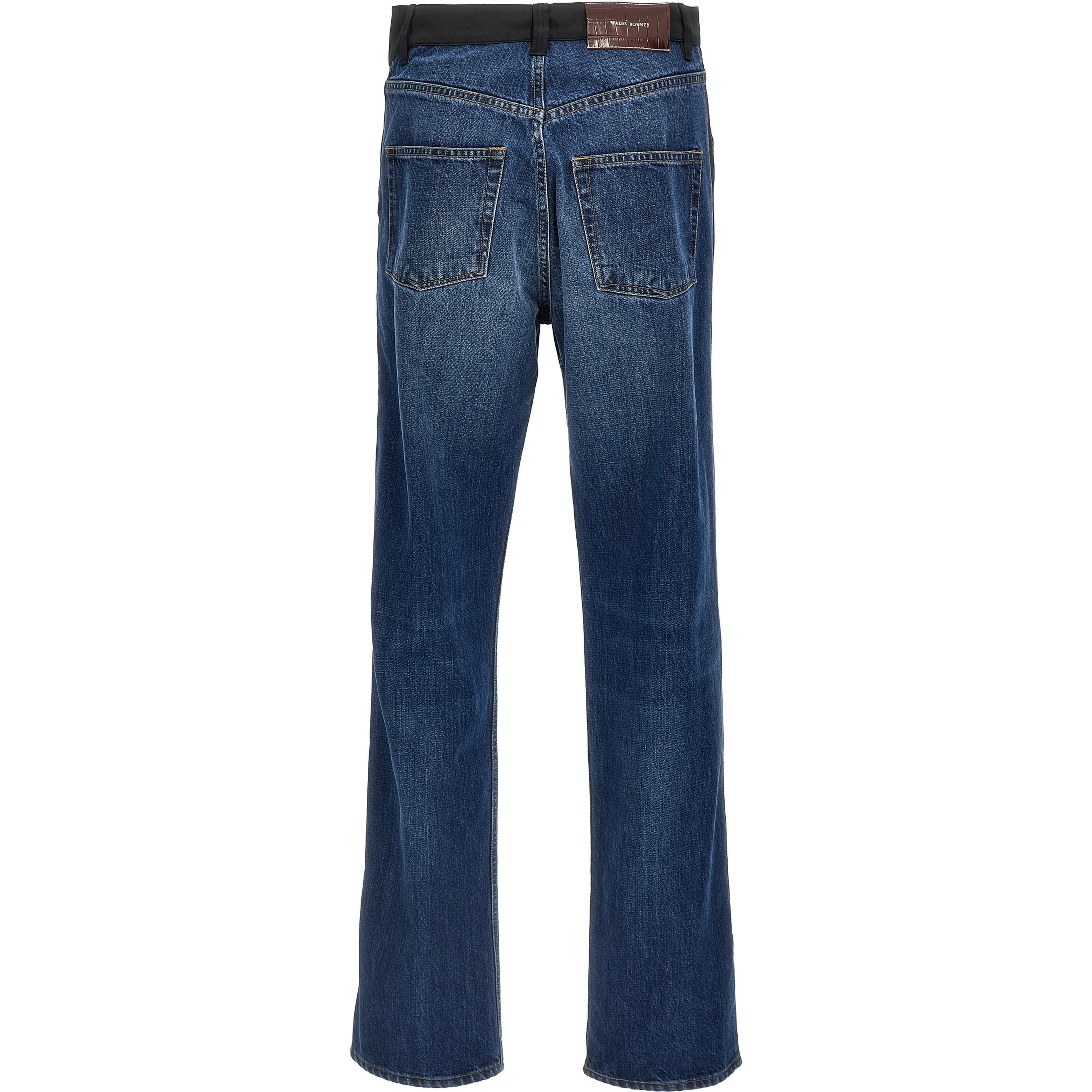 Blue Cotton Straight-Leg Jeans