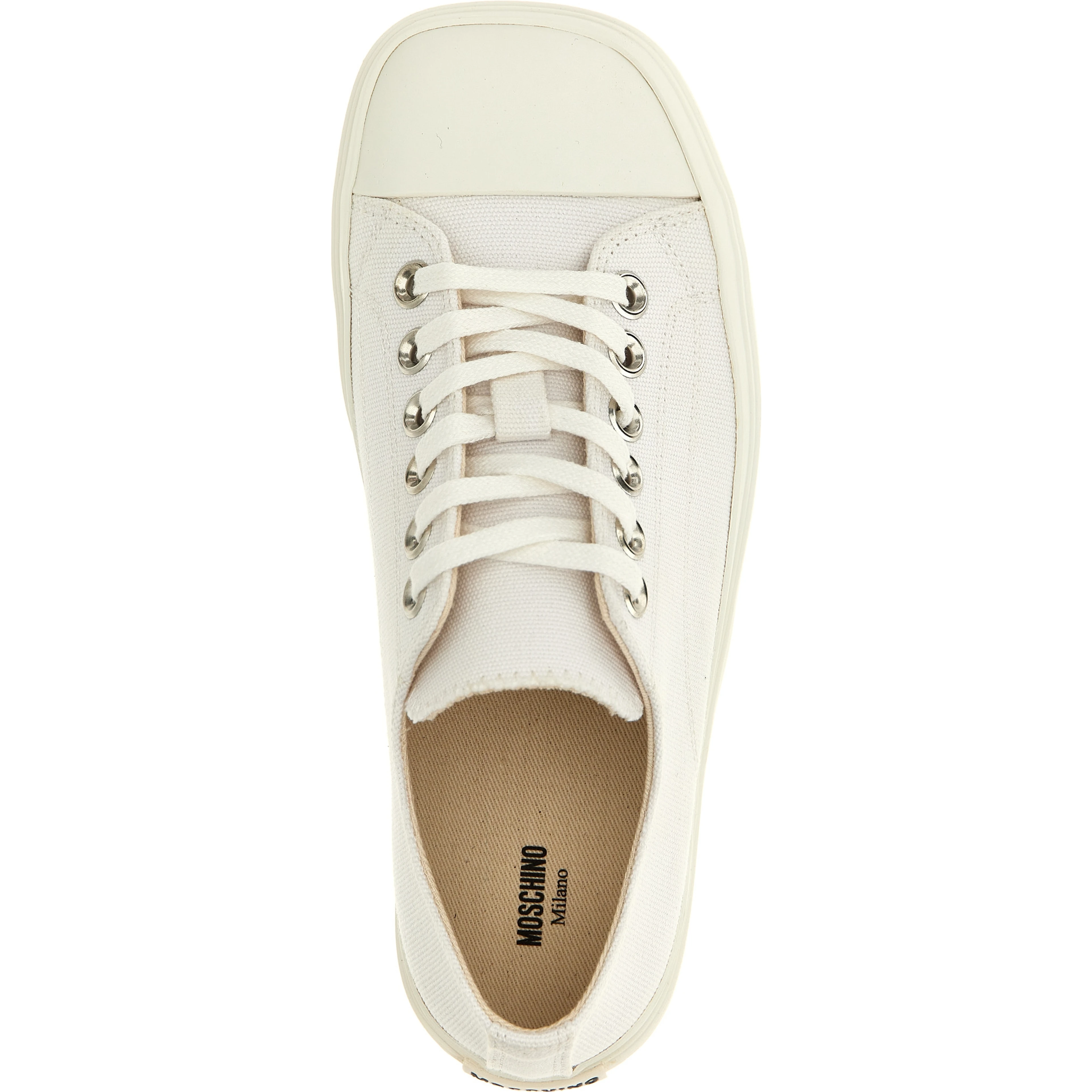 White Cotton Low Top Sneakers