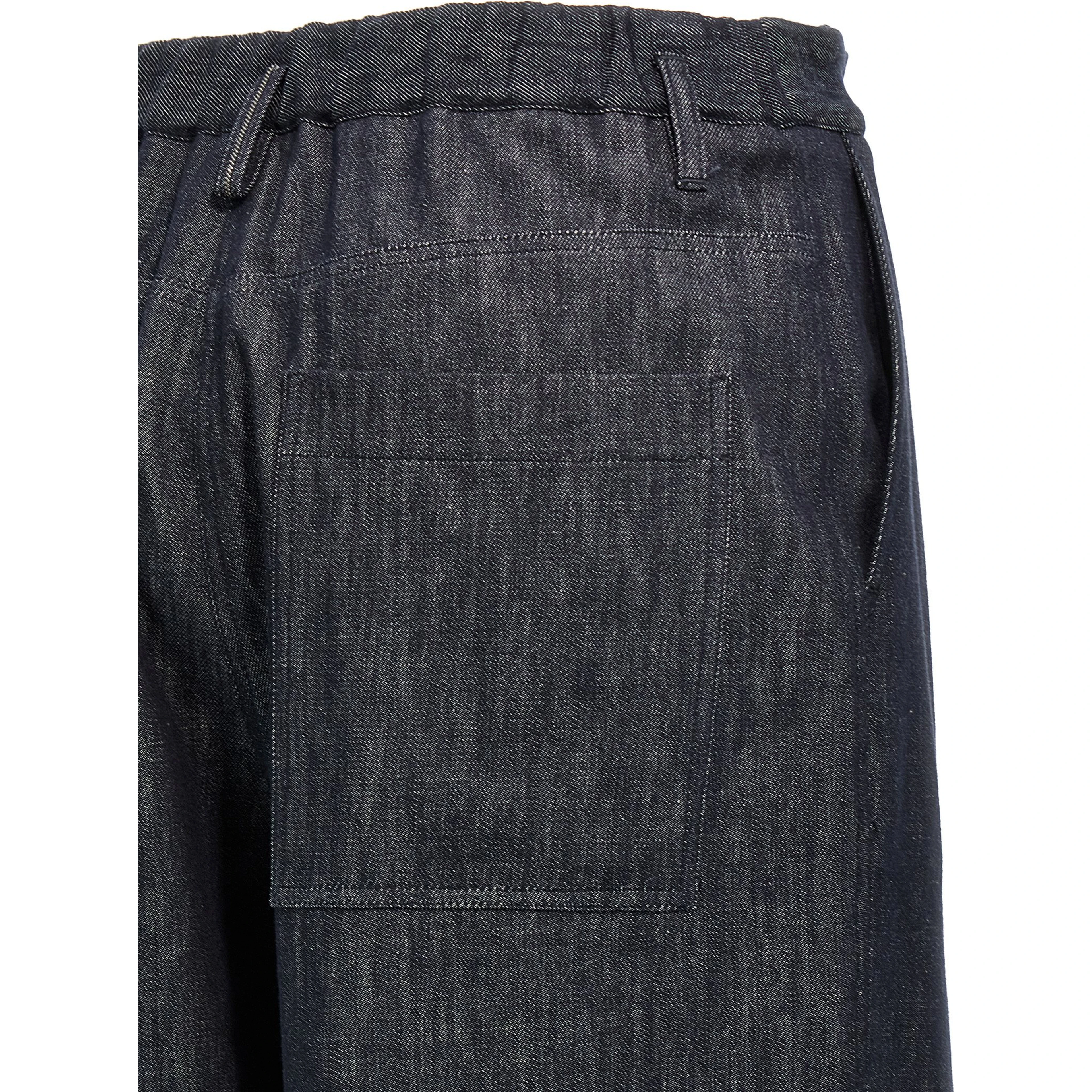 Blue Cotton Casual Pants