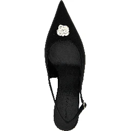 Black Silk Mid Heel Pumps
