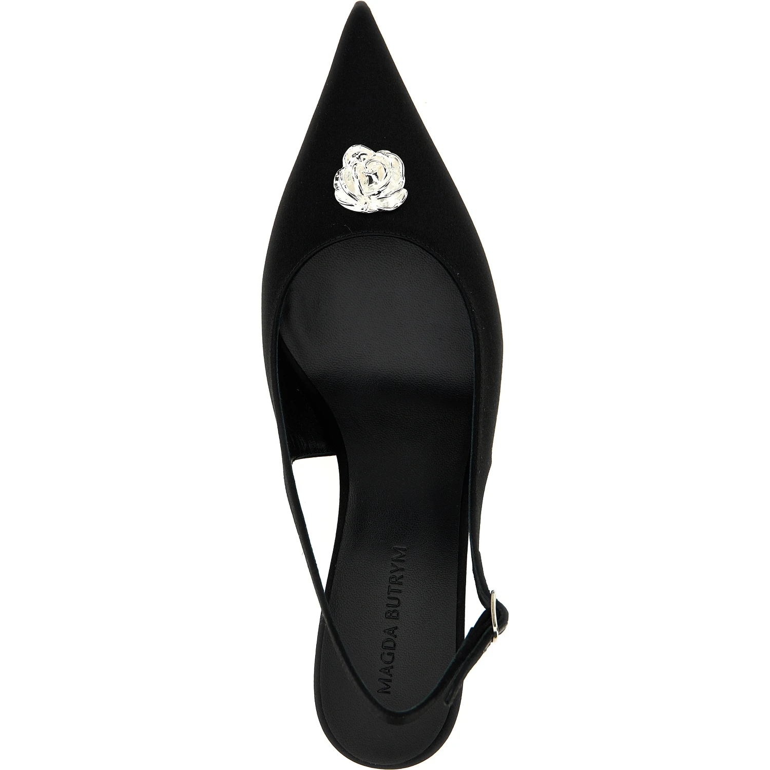 Black Silk Mid Heel Pumps