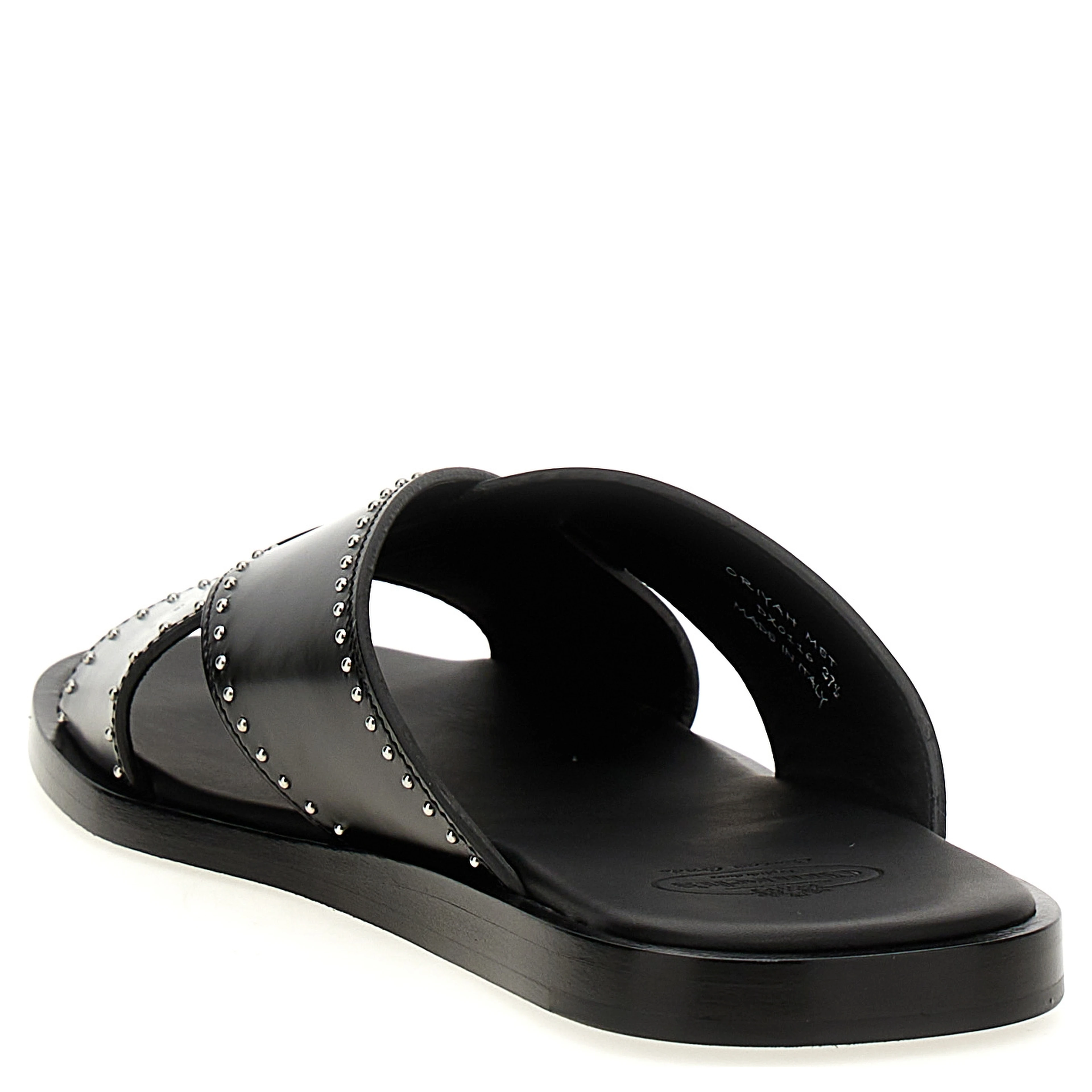 Black Calf Leather Bos Taurus Slides