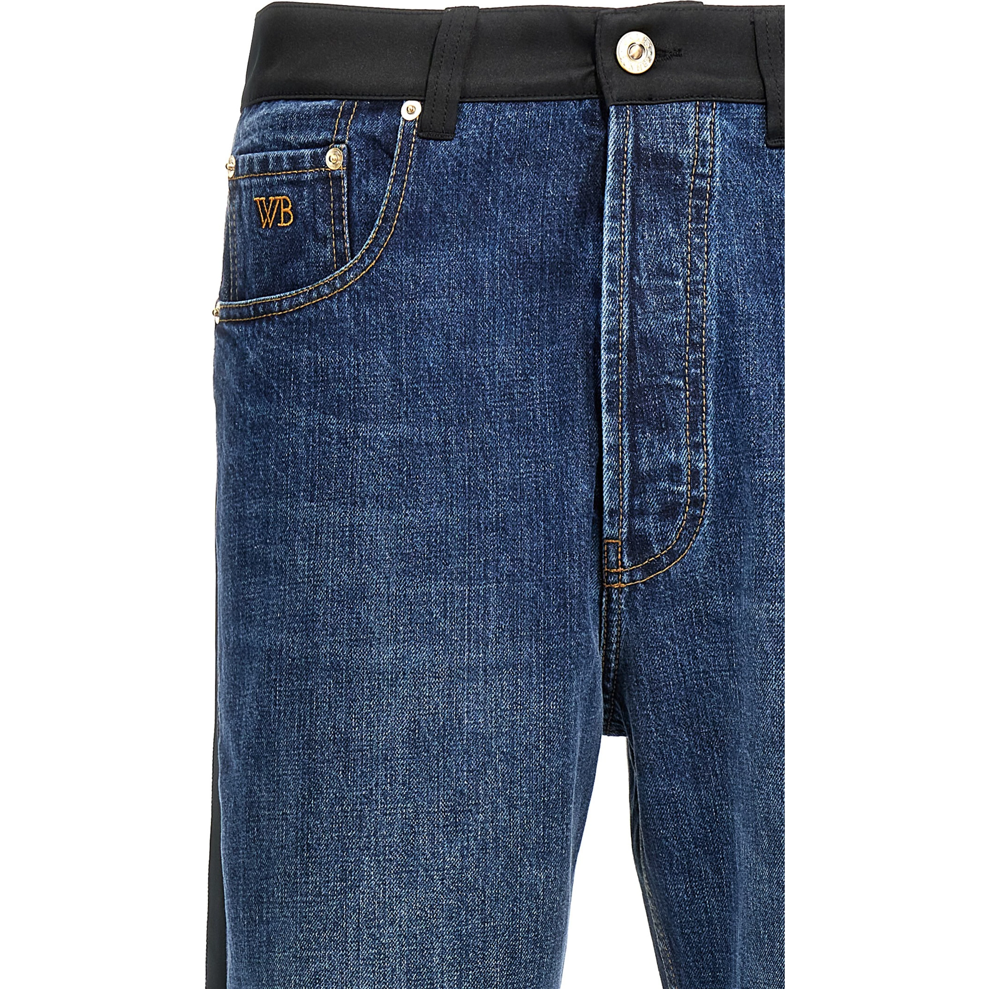 Blue Cotton Straight-Leg Jeans