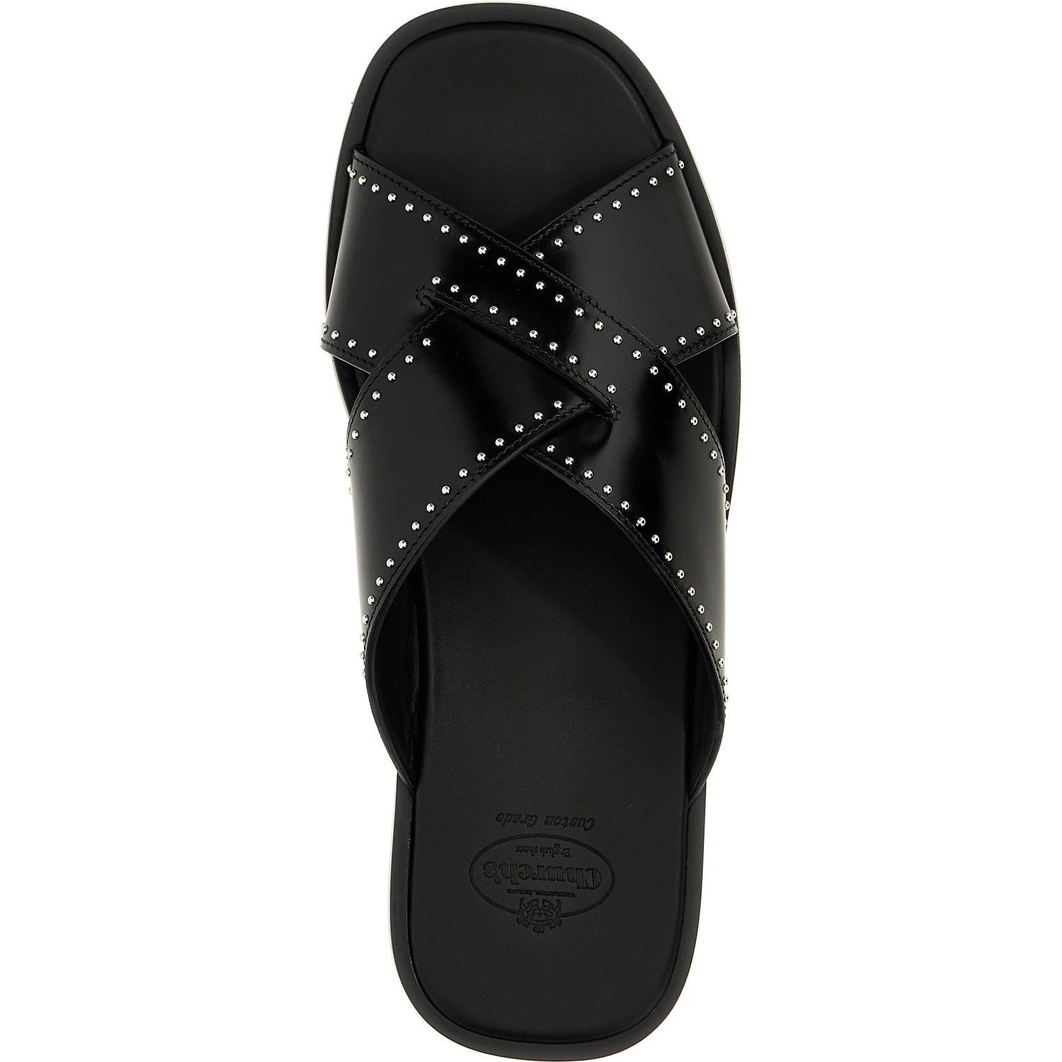 Black Calf Leather Bos Taurus Slides
