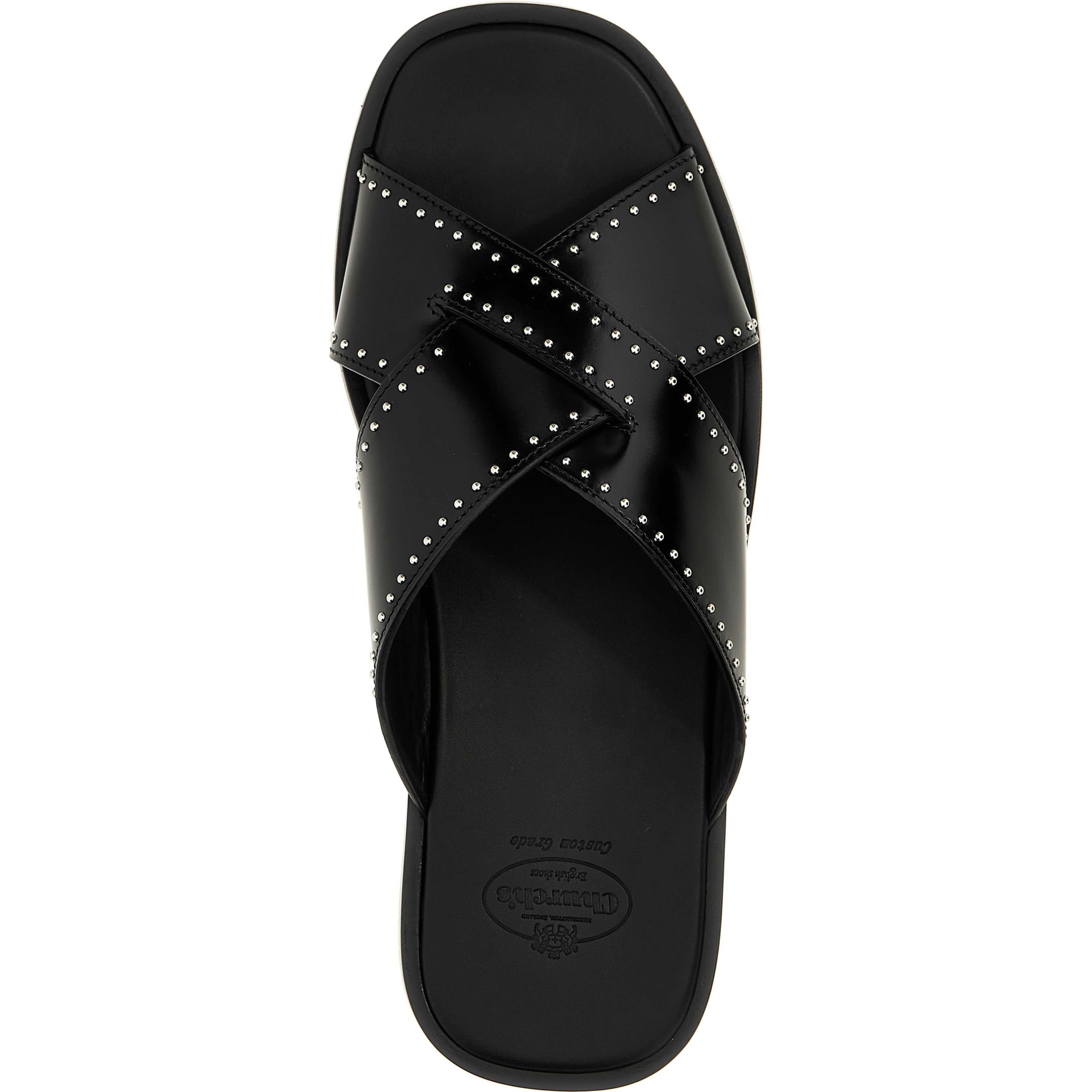 Black Calf Leather Bos Taurus Slides