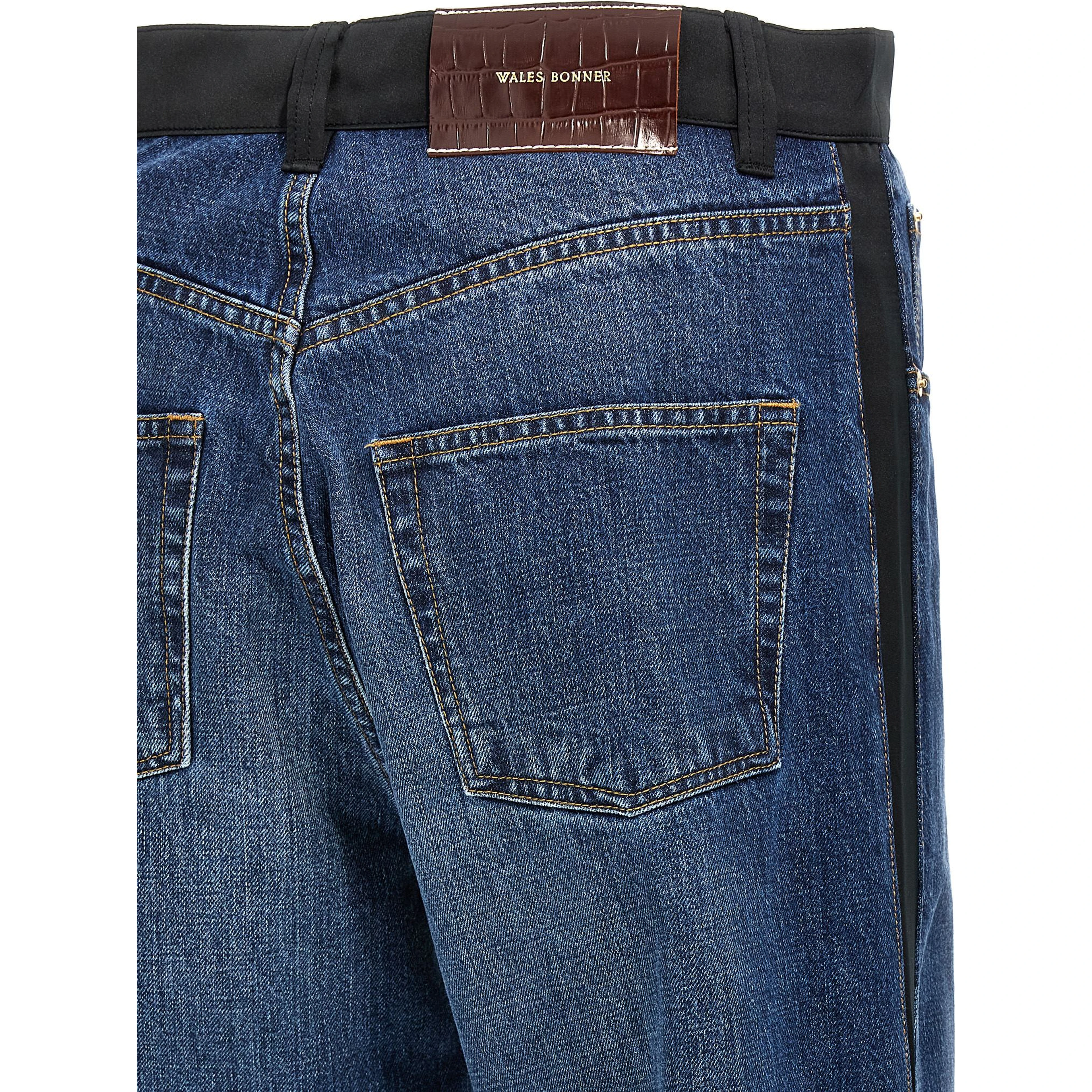 Blue Cotton Straight-Leg Jeans