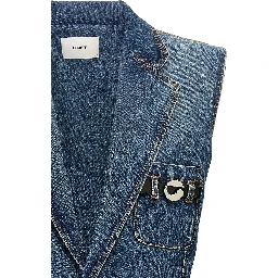 Blue Cotton Sleeveless Jacket