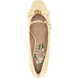 White Calfskin Mid Heel Pumps
