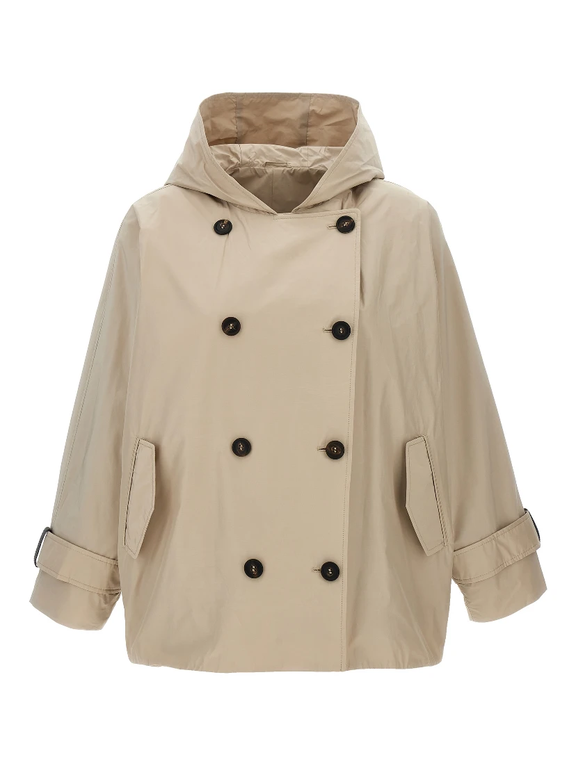 Beige Polyester Full-Length Jacket
