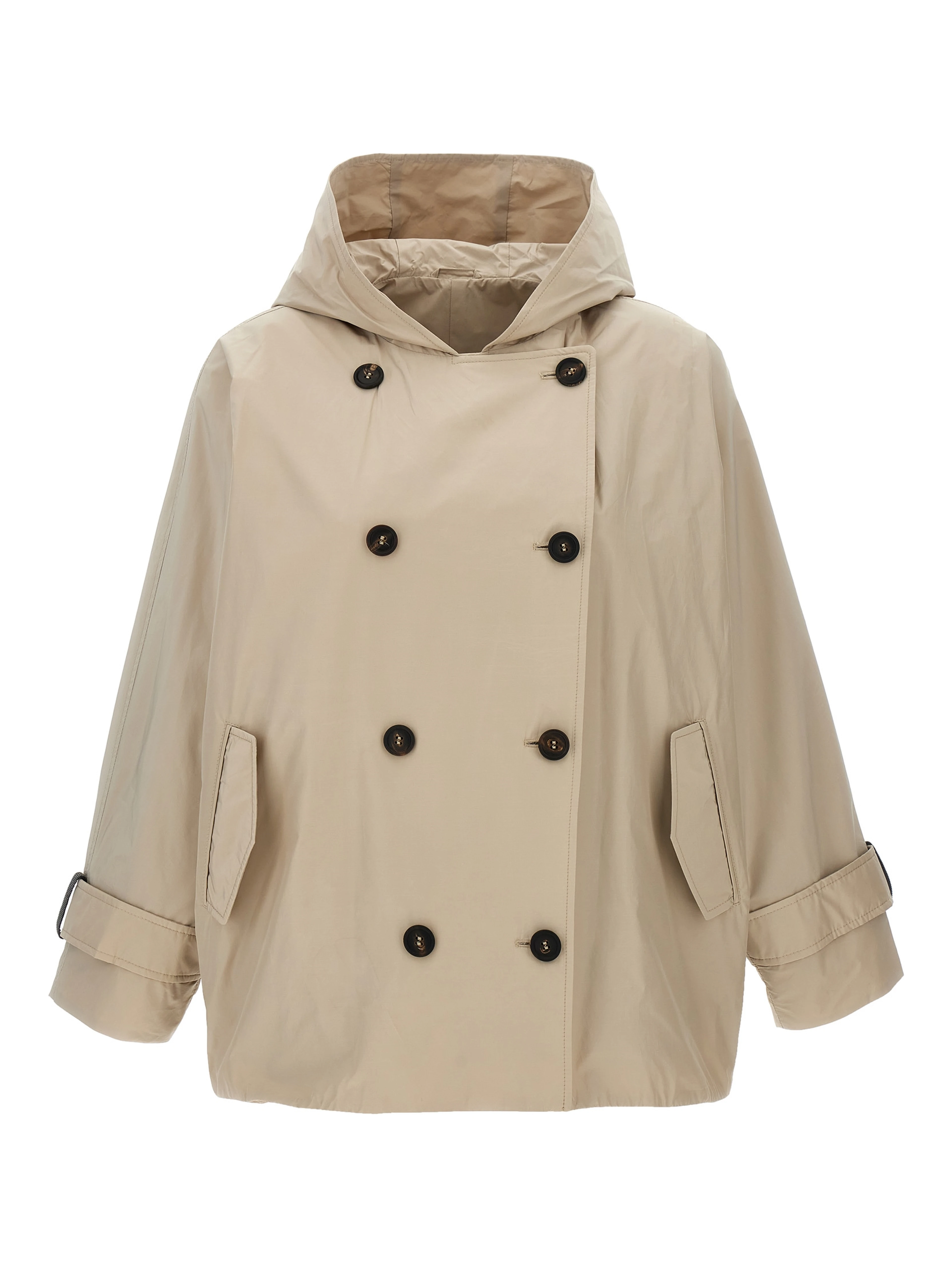 Beige Polyester Full-Length Jacket