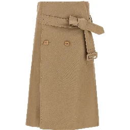 Beige Cotton Midi Skirt