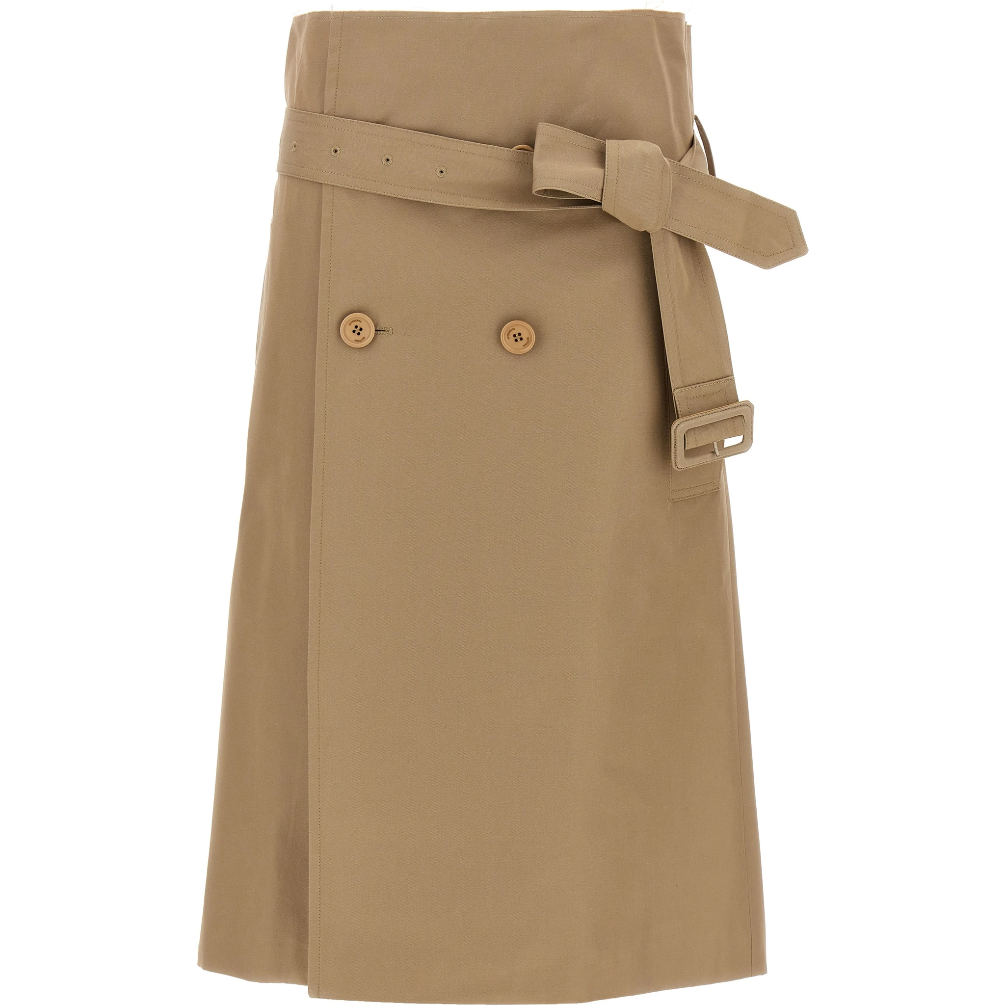 Beige Cotton Midi Skirt