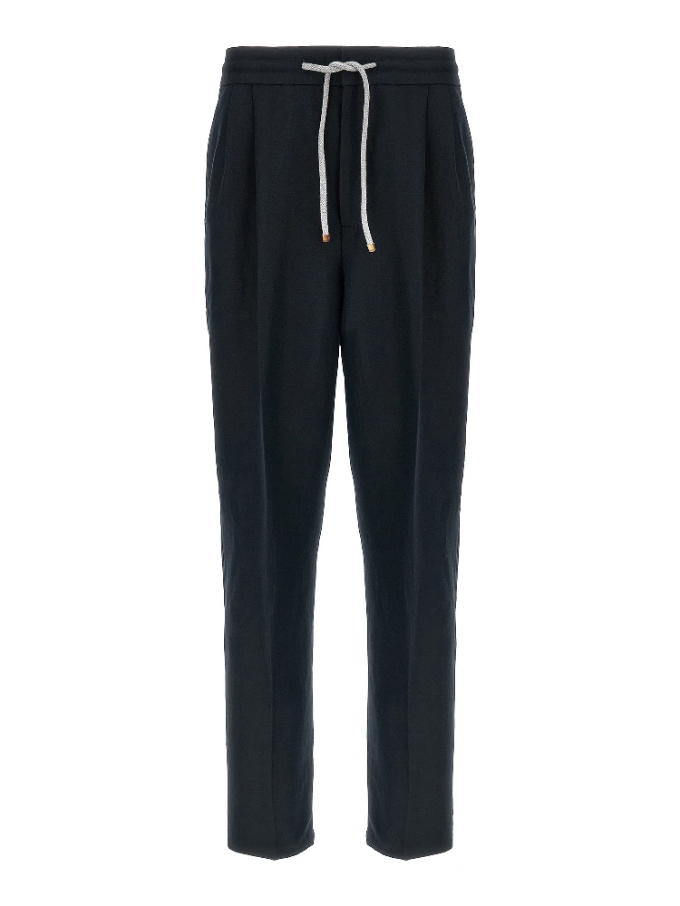 Blue Linen Casual Pants