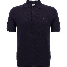 Blue Wool Polo Shirt