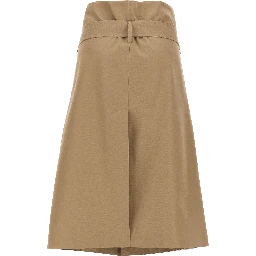 Beige Cotton Midi Skirt