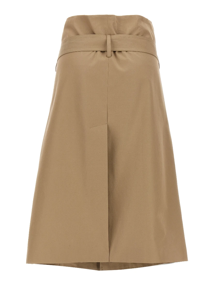 Beige Cotton Midi Skirt