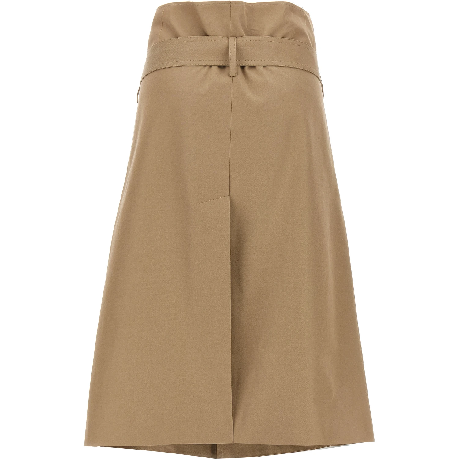 Beige Cotton Midi Skirt