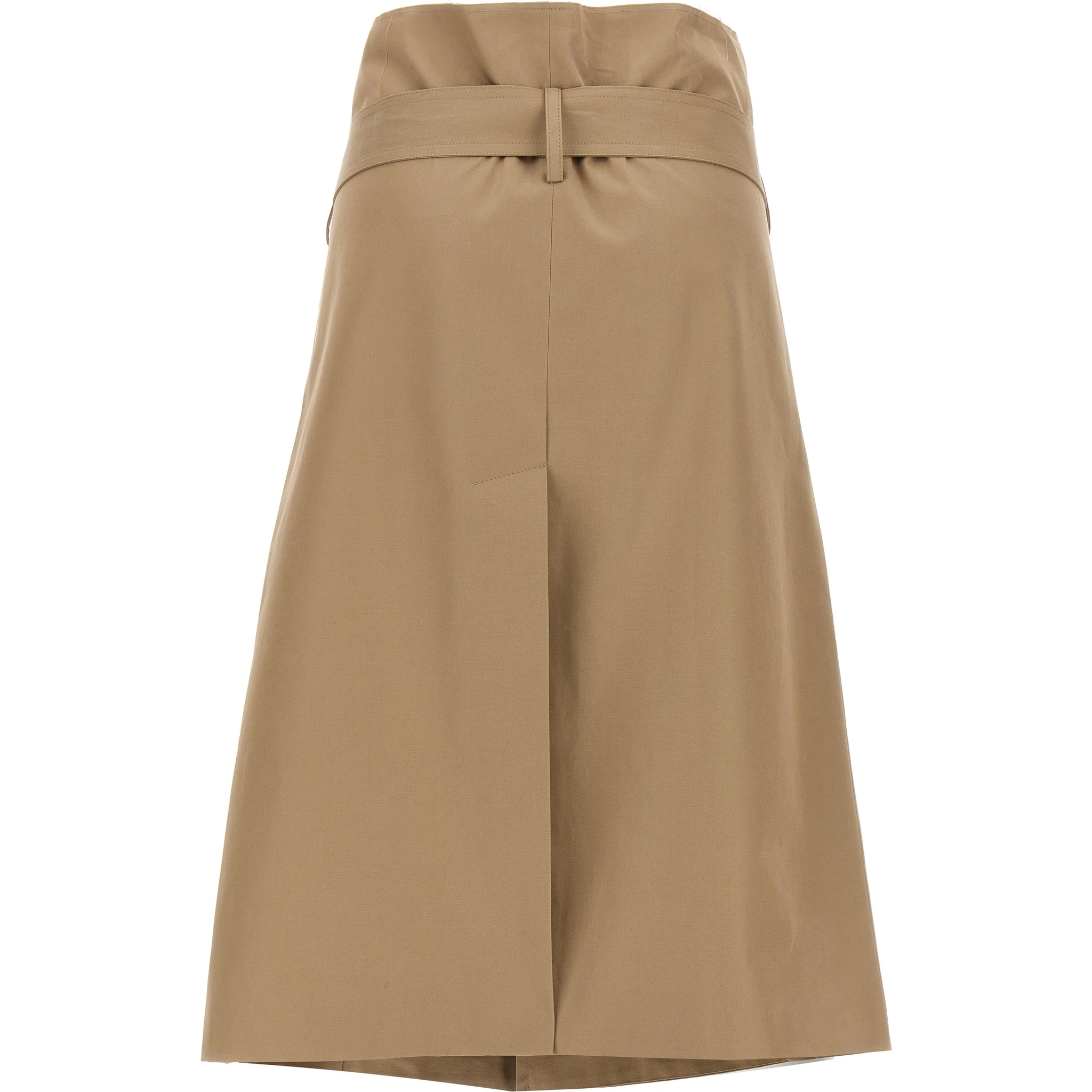 Beige Cotton Midi Skirt
