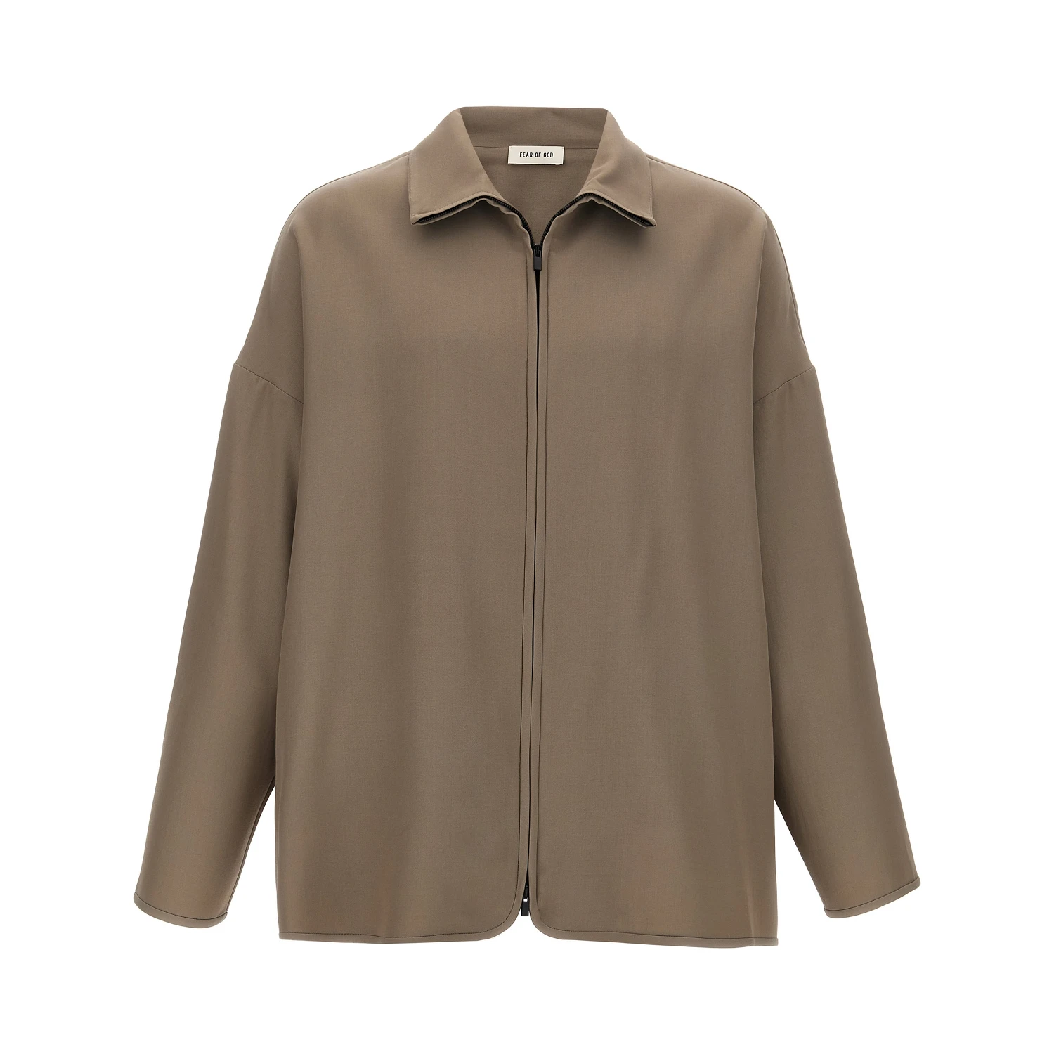 Beige Virgin Wool Full-Length Jacket