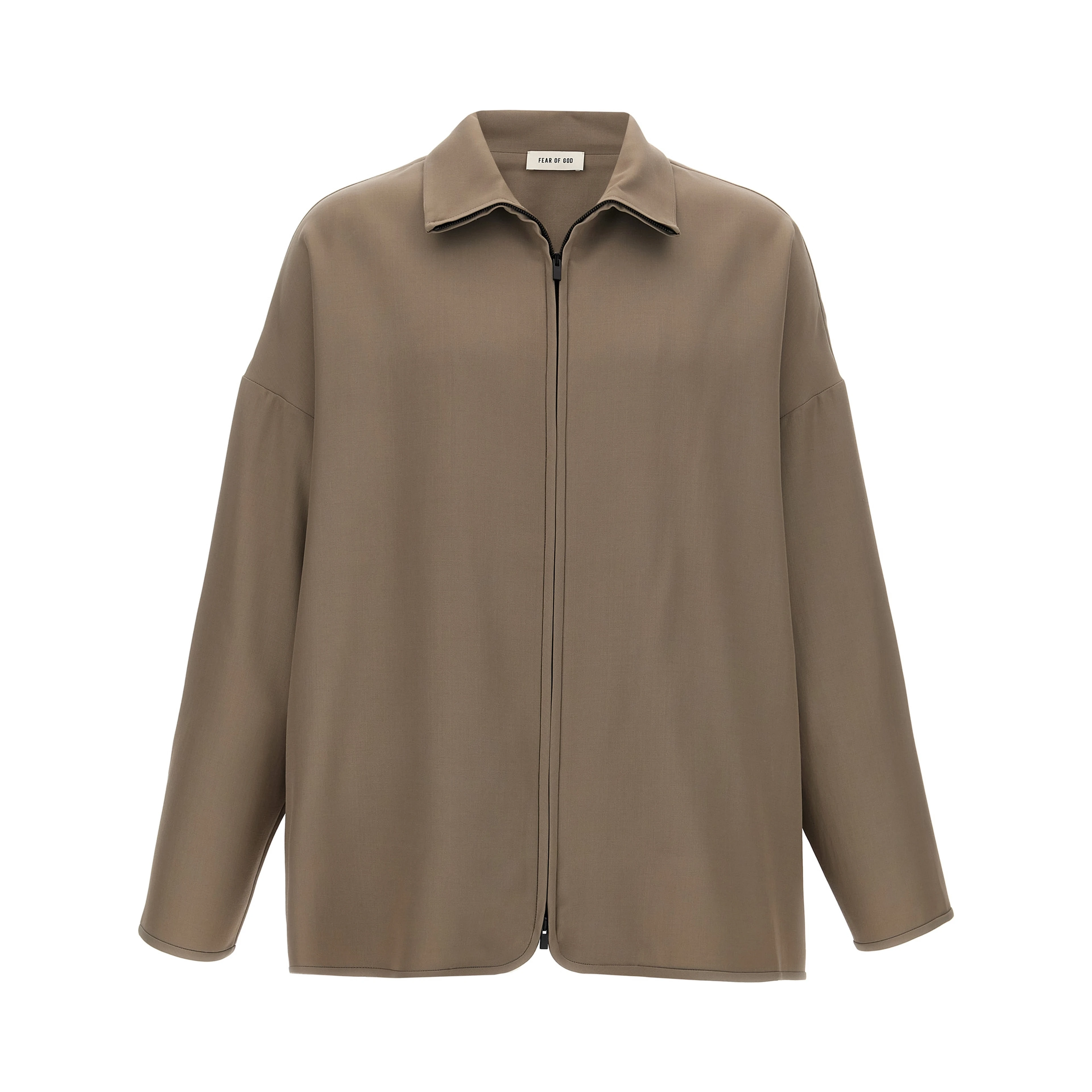 Beige Virgin Wool Full-Length Jacket