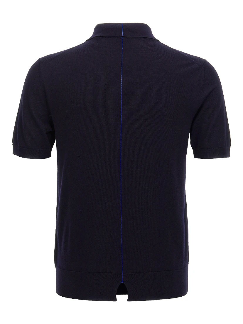 Blue Wool Polo Shirt