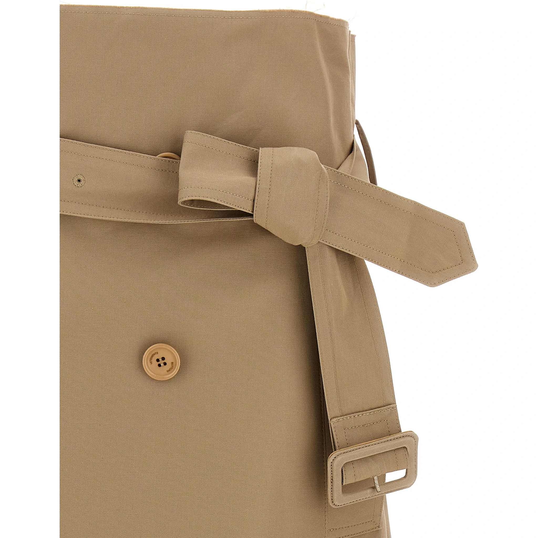 Beige Cotton Midi Skirt