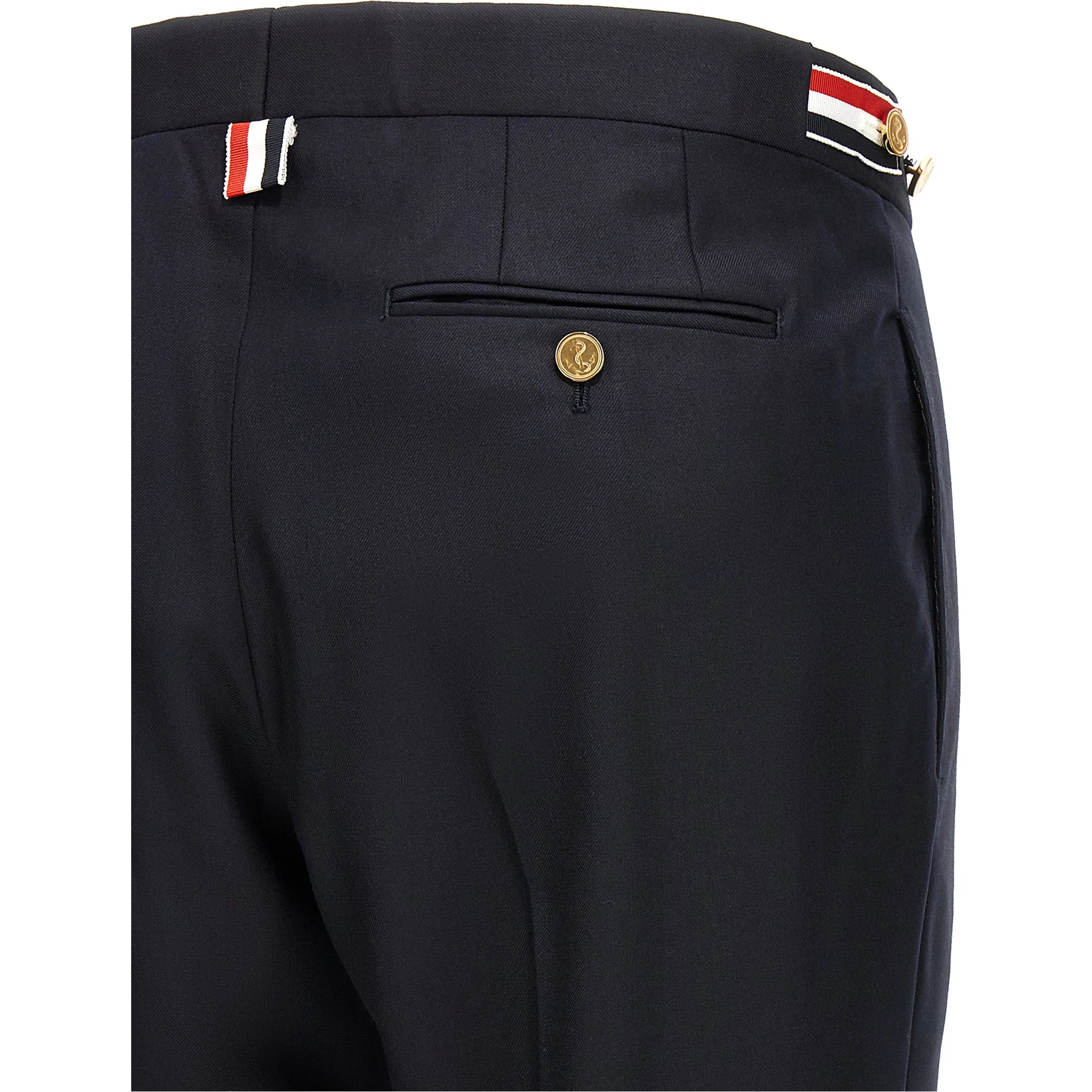 Blue Wool Casual Pants