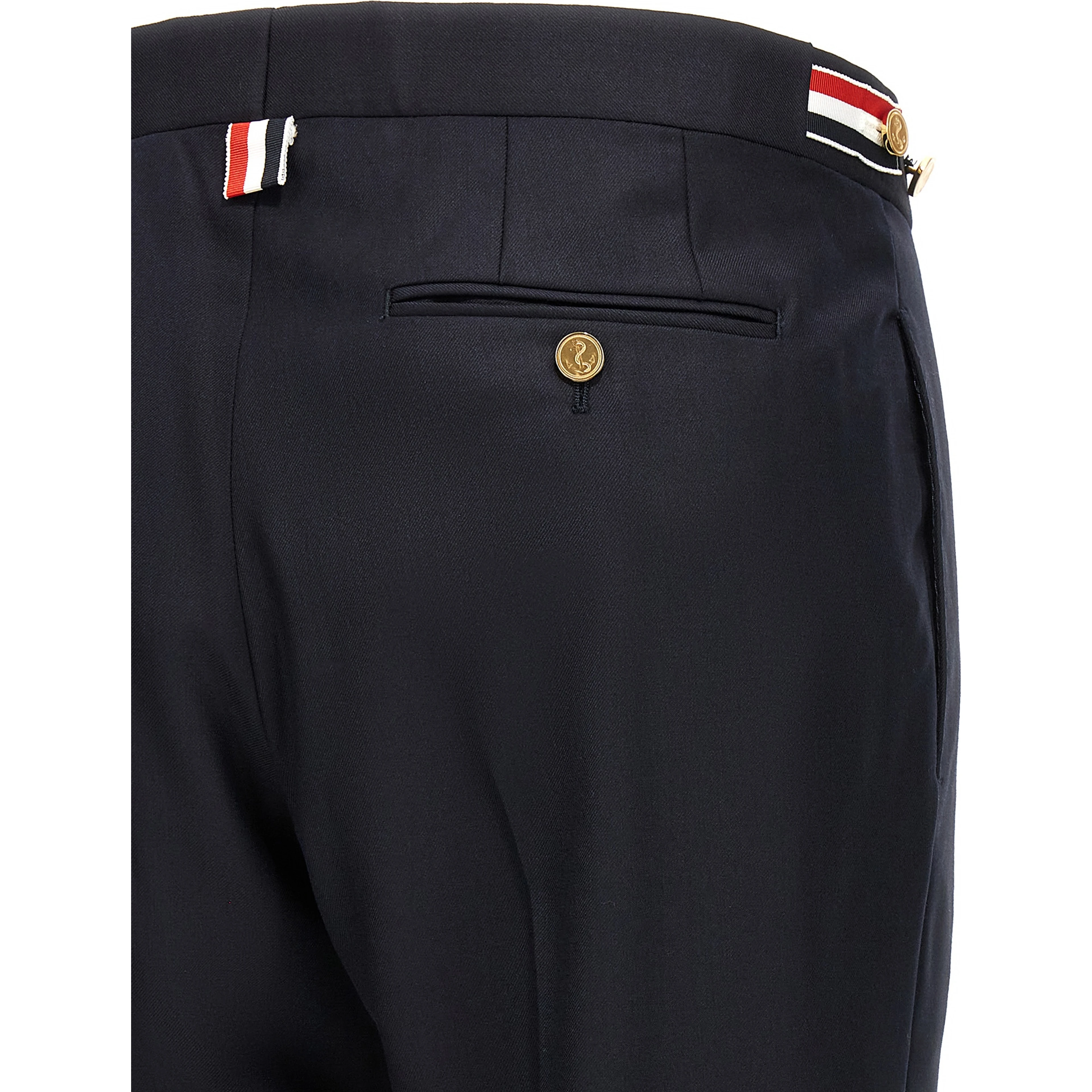 Blue Wool Casual Pants