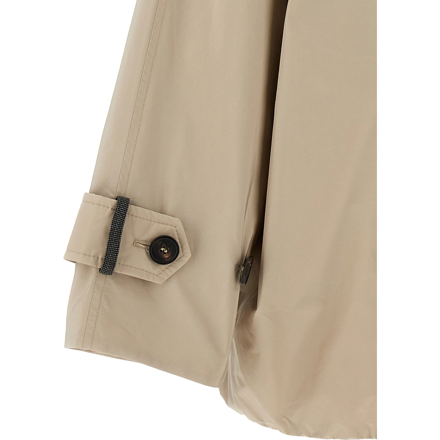 Beige Polyester Full-Length Jacket