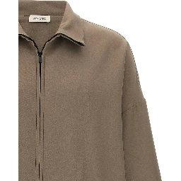 Beige Virgin Wool Full-Length Jacket