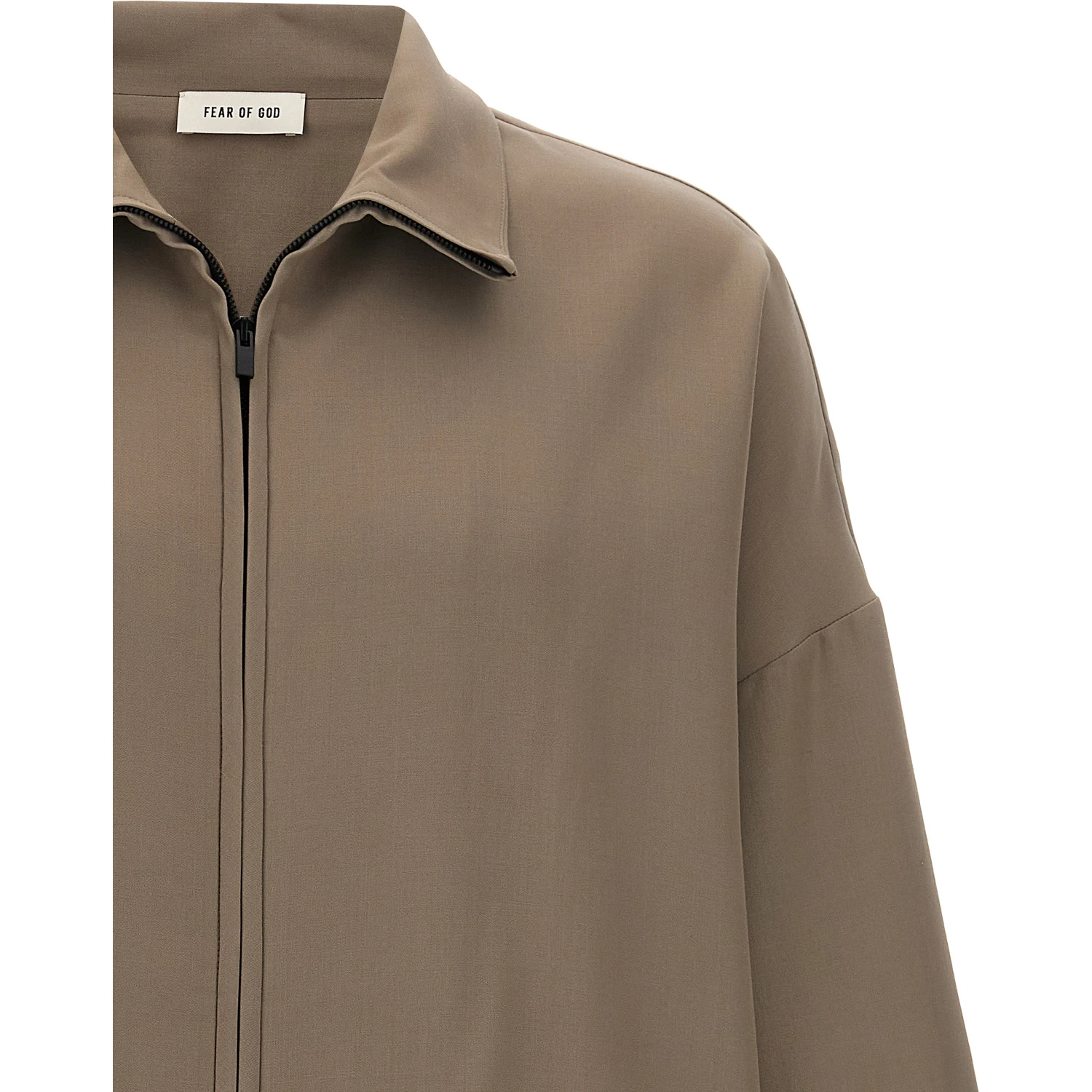 Beige Virgin Wool Full-Length Jacket