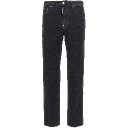 Blue Cotton Casual Pants