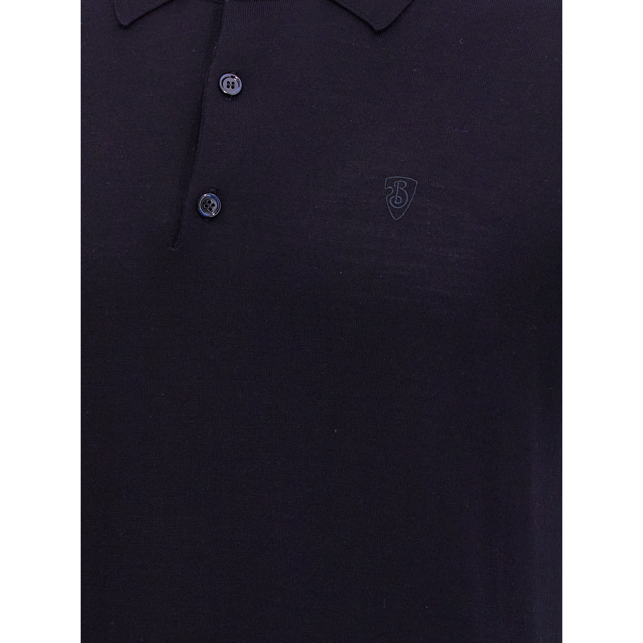 Blue Wool Polo Shirt