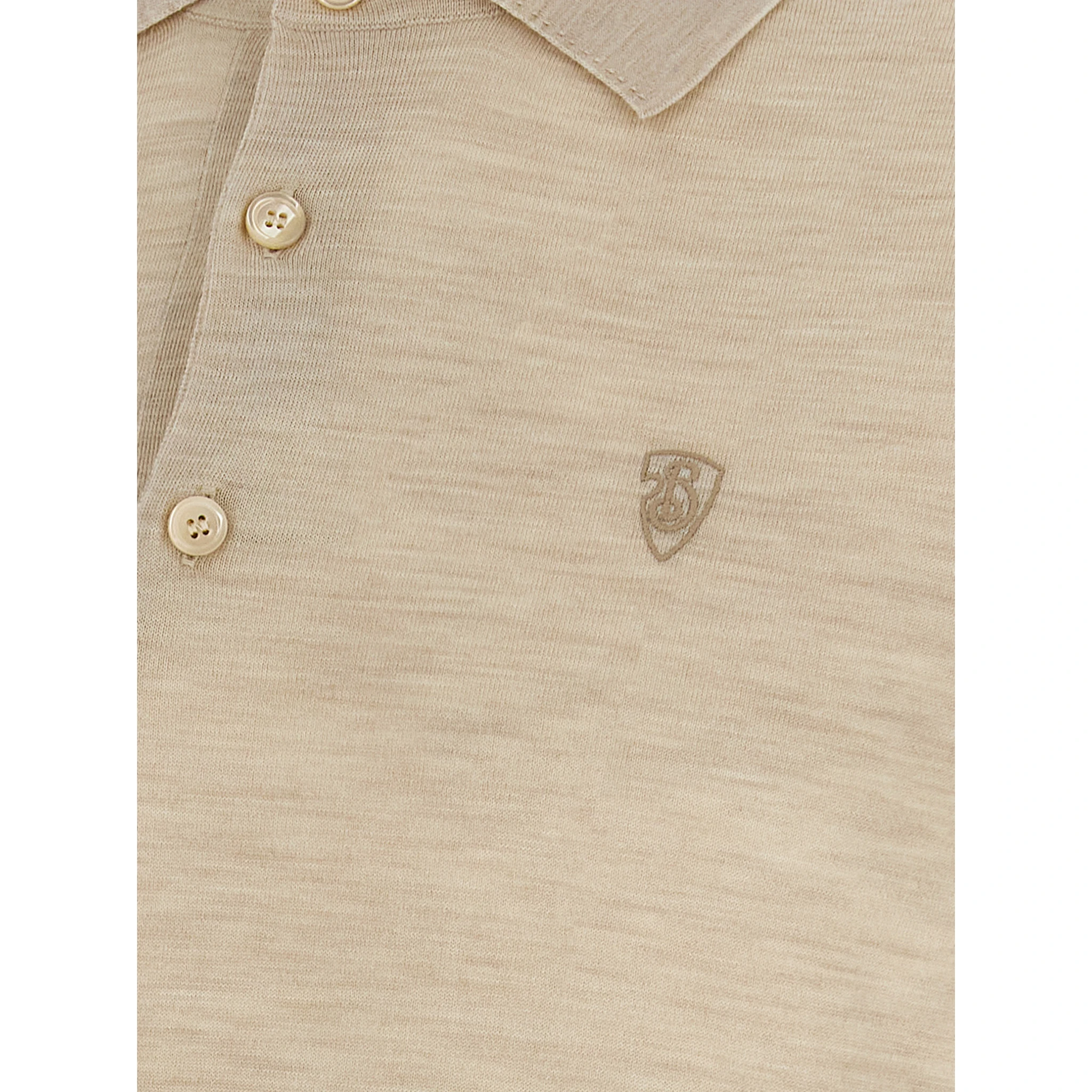 Beige Wool Polo Shirt
