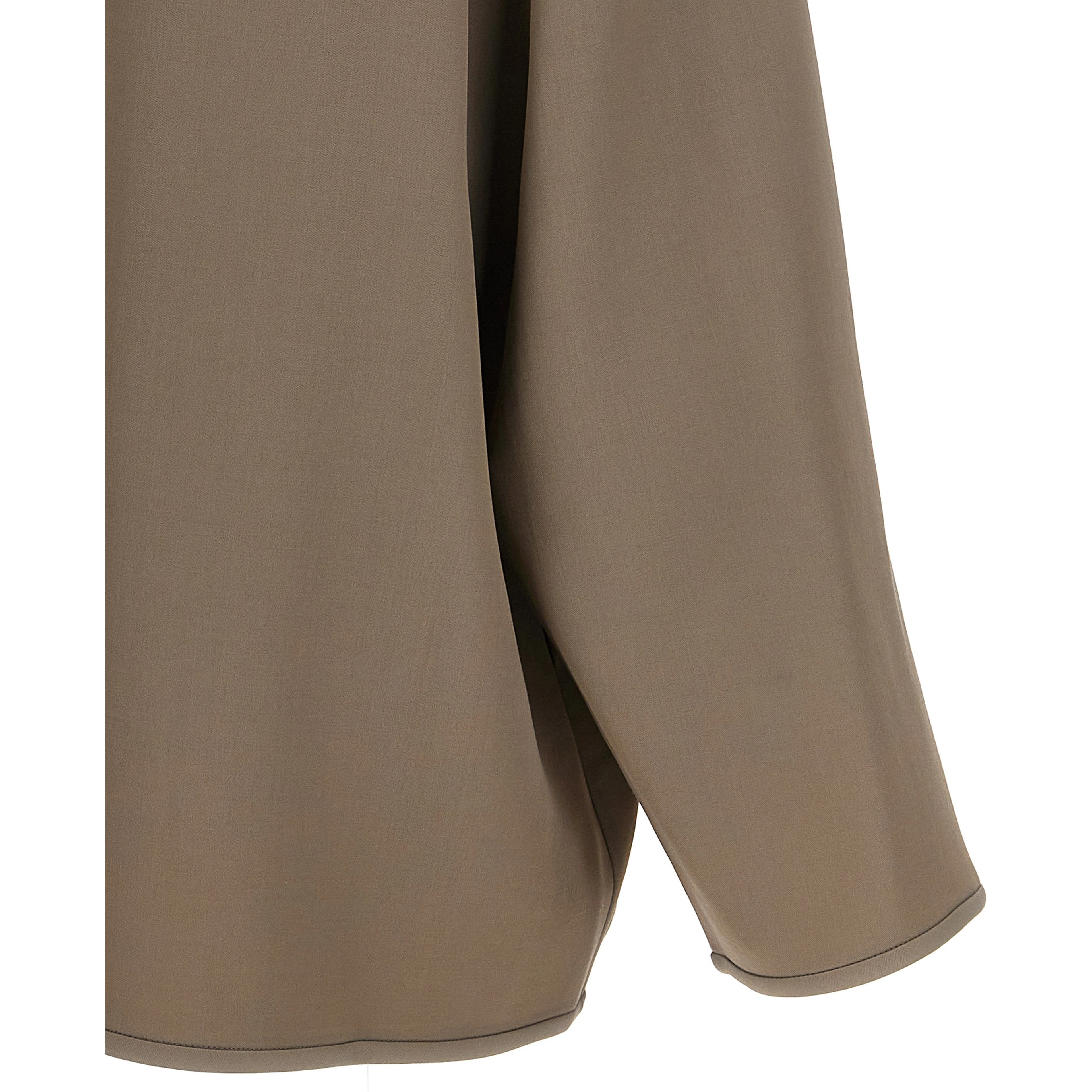 Beige Virgin Wool Full-Length Jacket