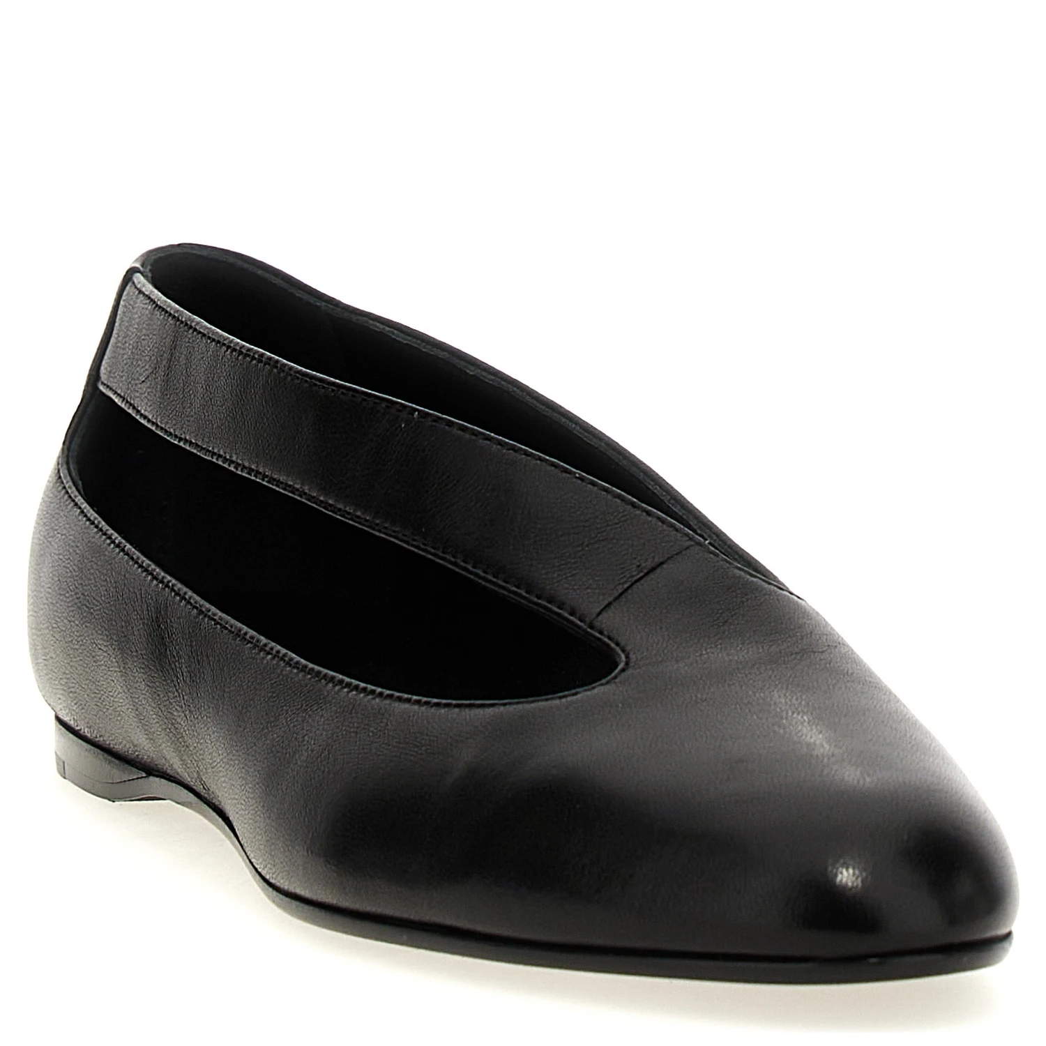 Black Lamb Leather Ballet Flats