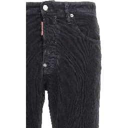 Blue Cotton Casual Pants