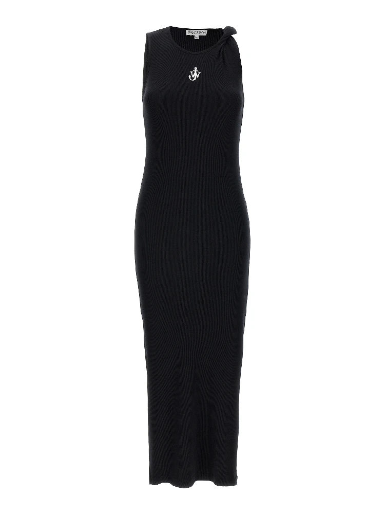 Black Cotton Midi Dress