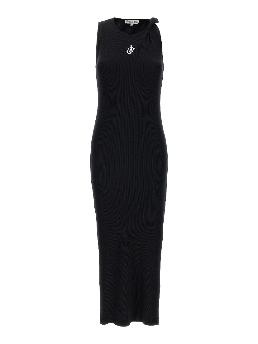 Black Cotton Midi Dress