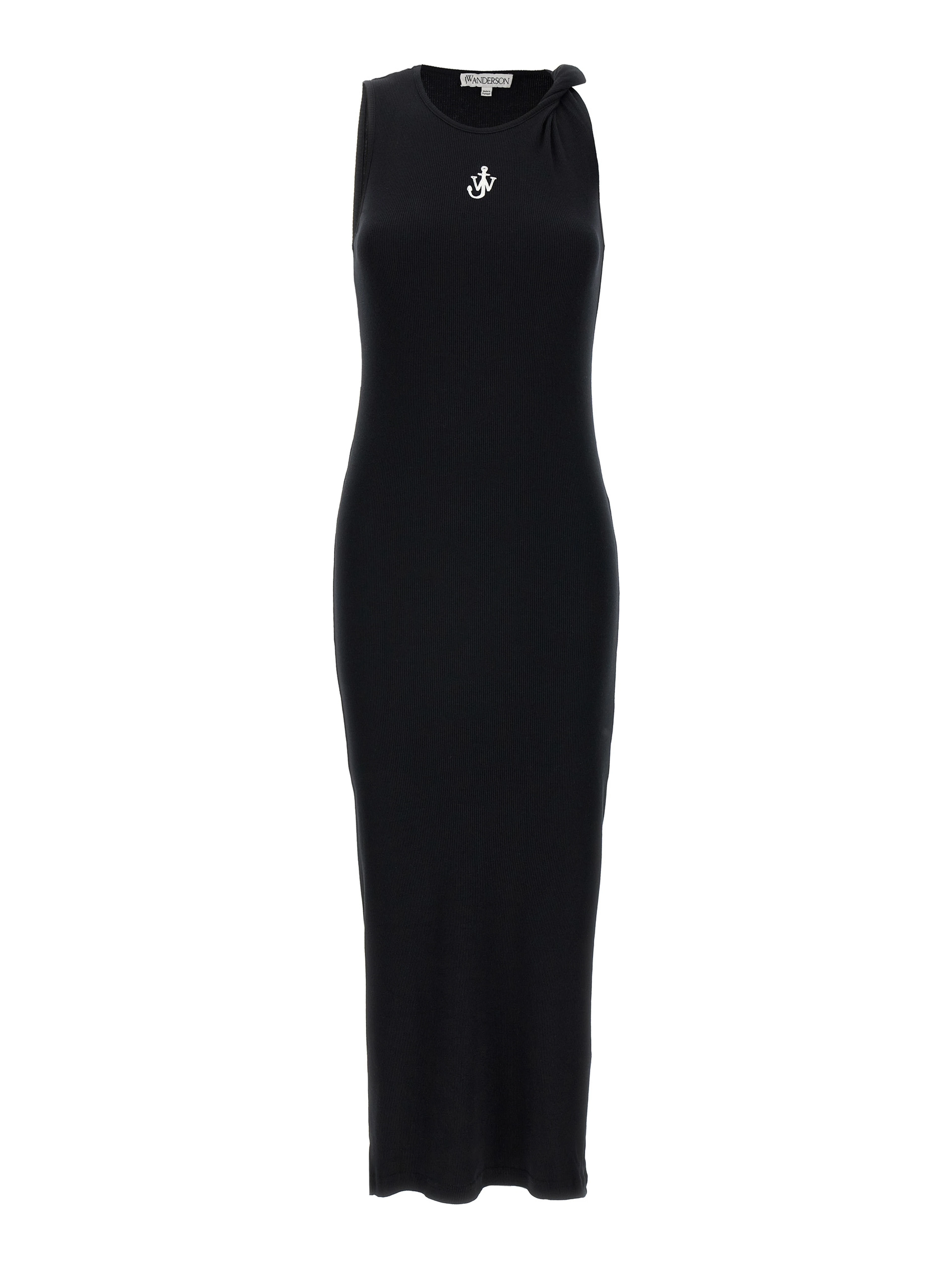 Black Cotton Midi Dress