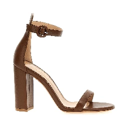 Brown Goatskin Stiletto Heel Sandals