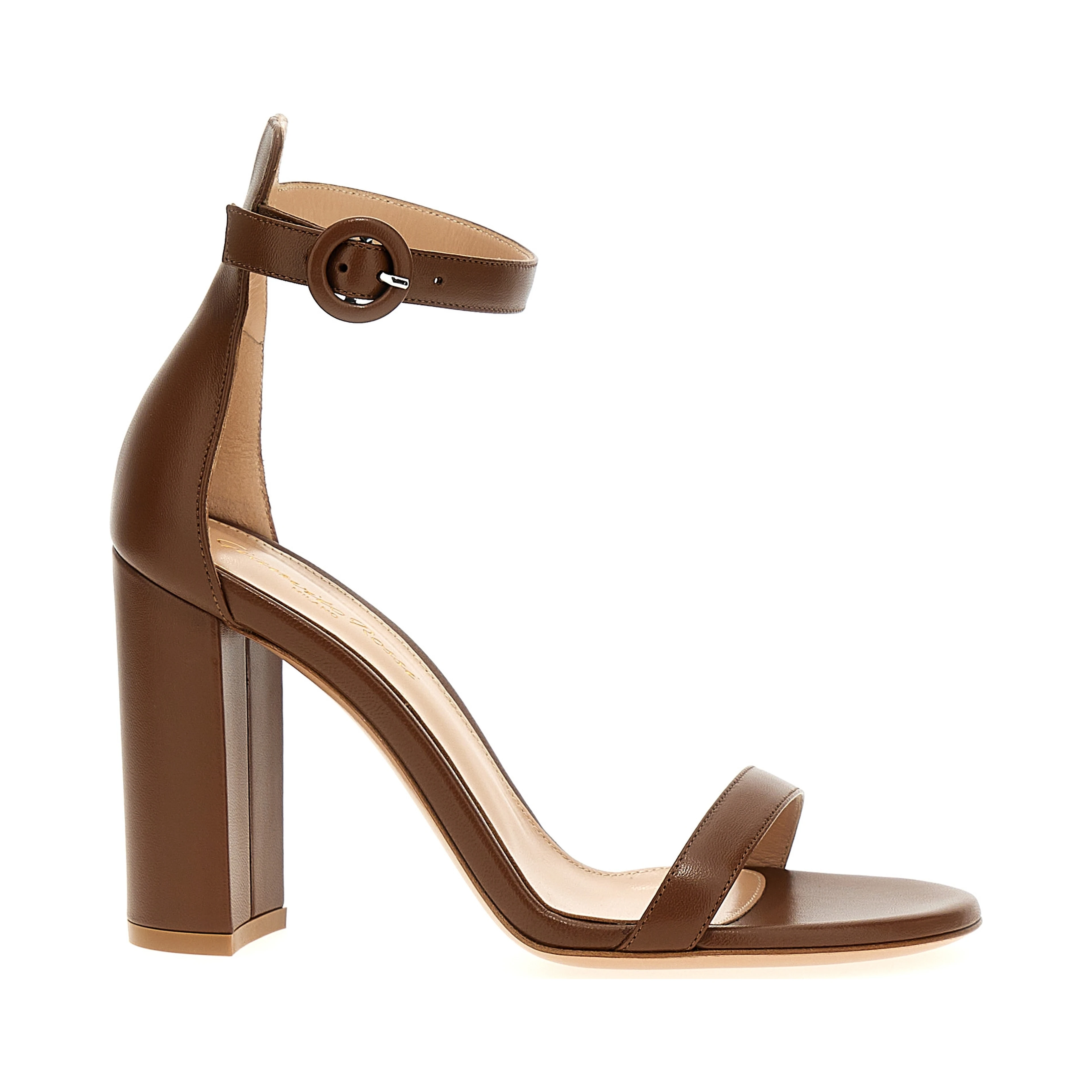 Brown Goatskin Stiletto Heel Sandals