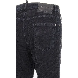 Blue Cotton Casual Pants