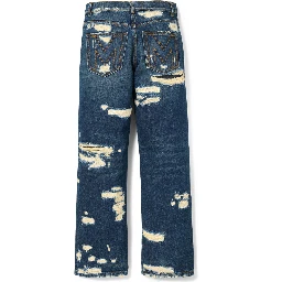 Blue Cotton Straight-Leg Jeans