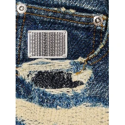 Blue Cotton Straight-Leg Jeans
