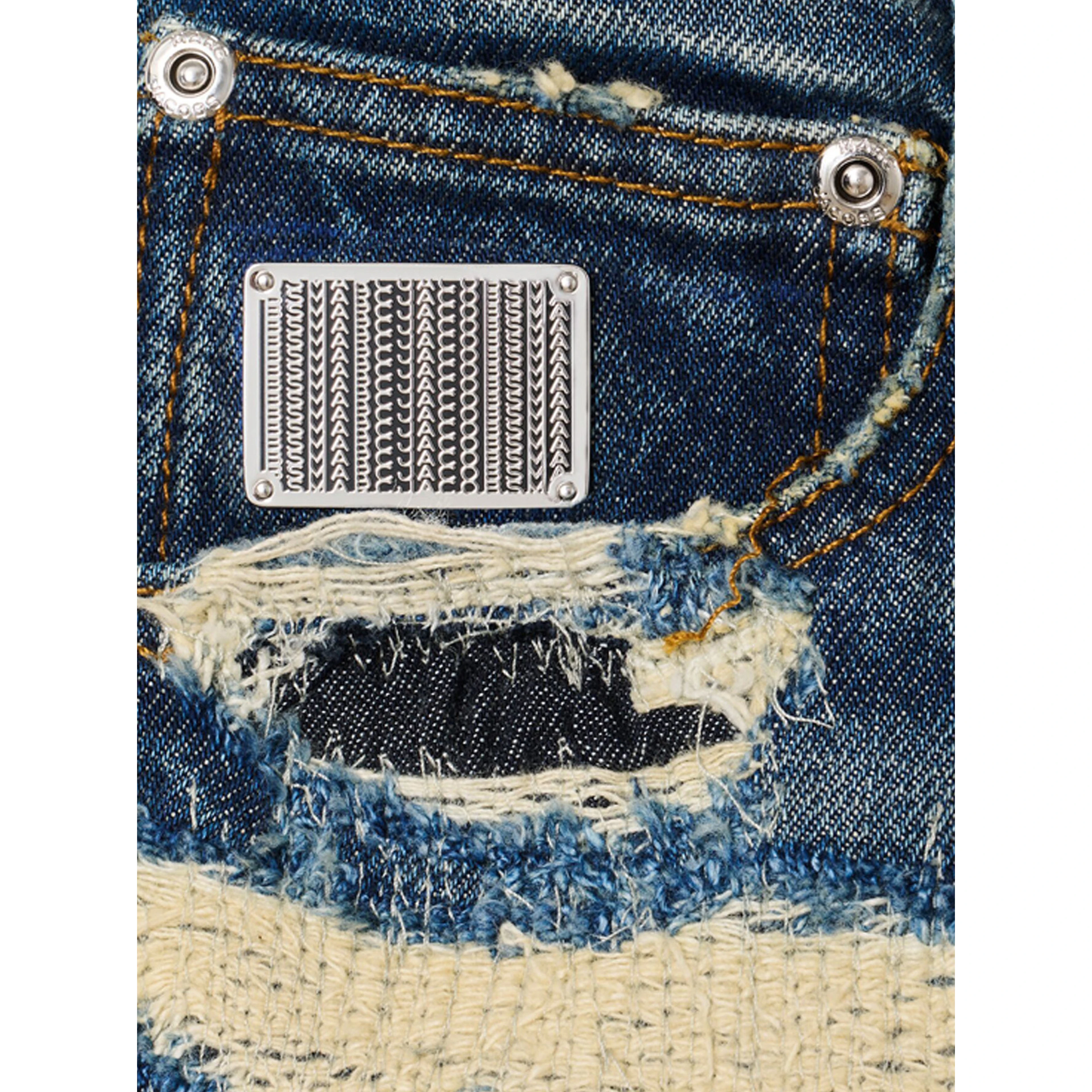 Blue Cotton Straight-Leg Jeans
