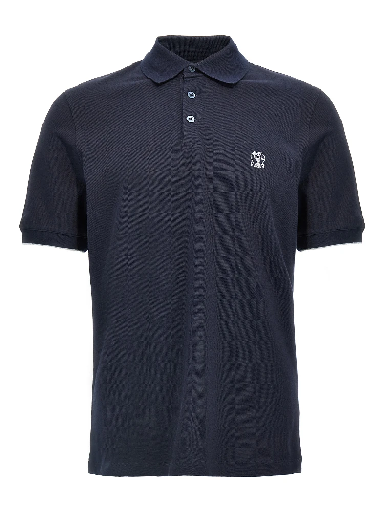 Blue Cotton Polo Shirt