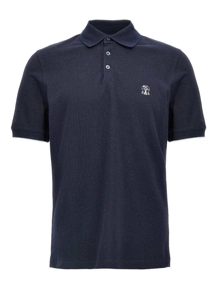 Blue Cotton Polo Shirt