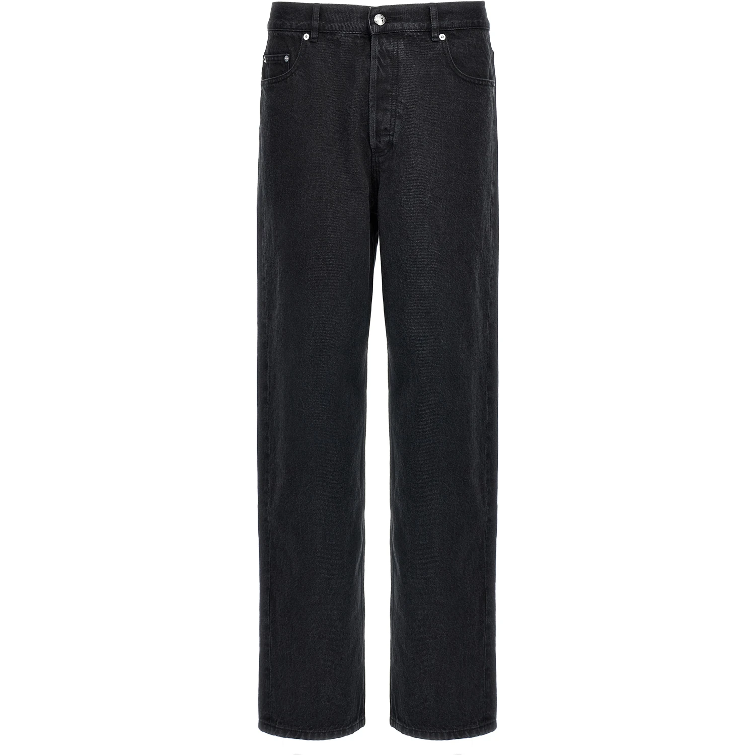 Black Cotton Straight-Leg Jeans